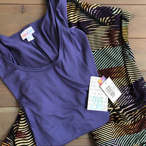 LuLaRoe Tops - LuLaRoe 2xl purple tank with TC leggings NWT